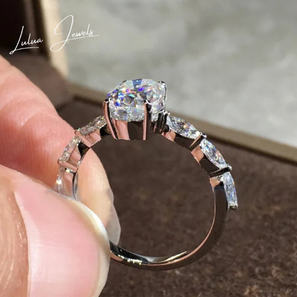 خاتم خطوبة كلاسيكي من المويسانيت بستة رؤوس