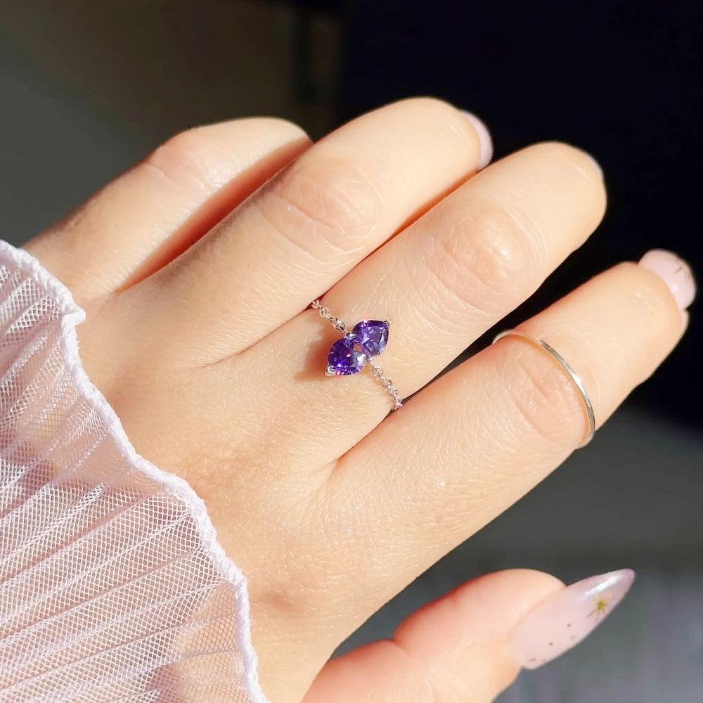 خاتم لولوا على شكل قلبين