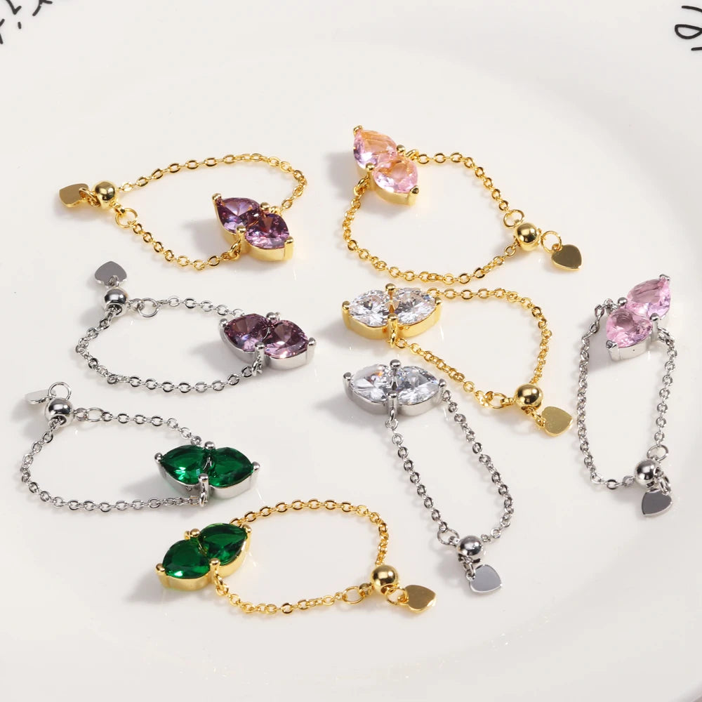 خاتم لولوا على شكل قلبين